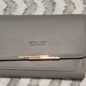 Forever Young Gray Wallet Purse with Metallic Accent